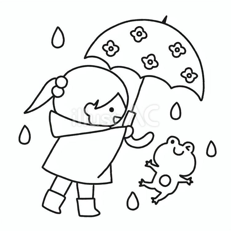 傘を持った子供 梅雨,傘,雨のイラスト素材