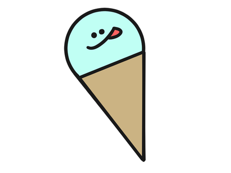 アイスクリーム　ミント　顔つき　イラスト ミント,笑顔,舌,食べ物,アイス,デザート,スイーツ,コーン,かわいい,氷菓のイラスト素材