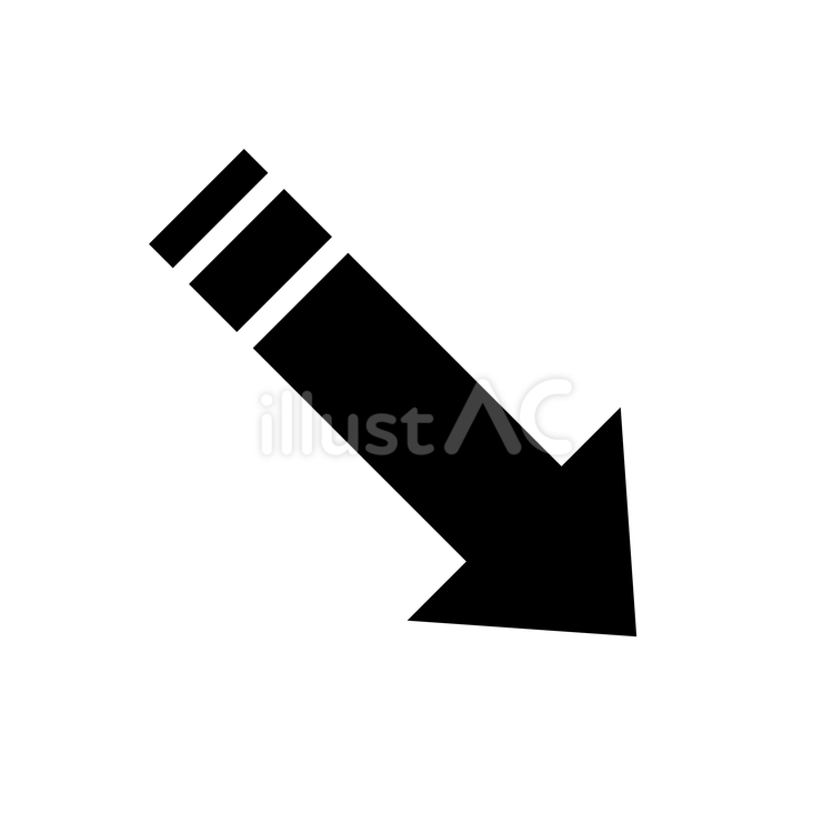 下降を示す黒い斜め太矢印 矢印,下降,下落のイラスト素材