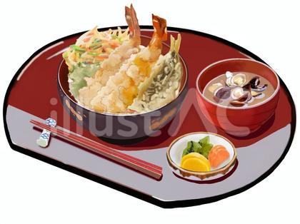 海老天丼セット2アジ(半月盆)