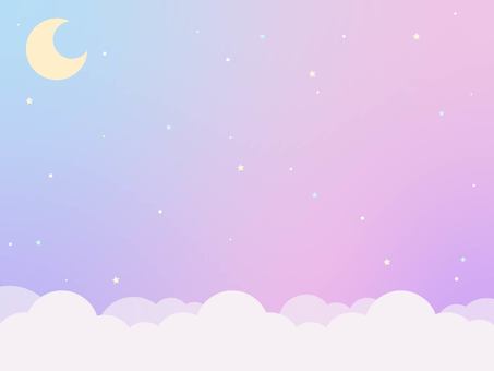 Yumekawa night sky crescent moon star background, , JPG and AI