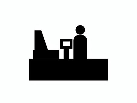 レジ打ちの白黒アイコン レジ,会計,支払い,清算,仕事,コンビニ,スーパー,買い物,店員,ビジネスのイラスト素材