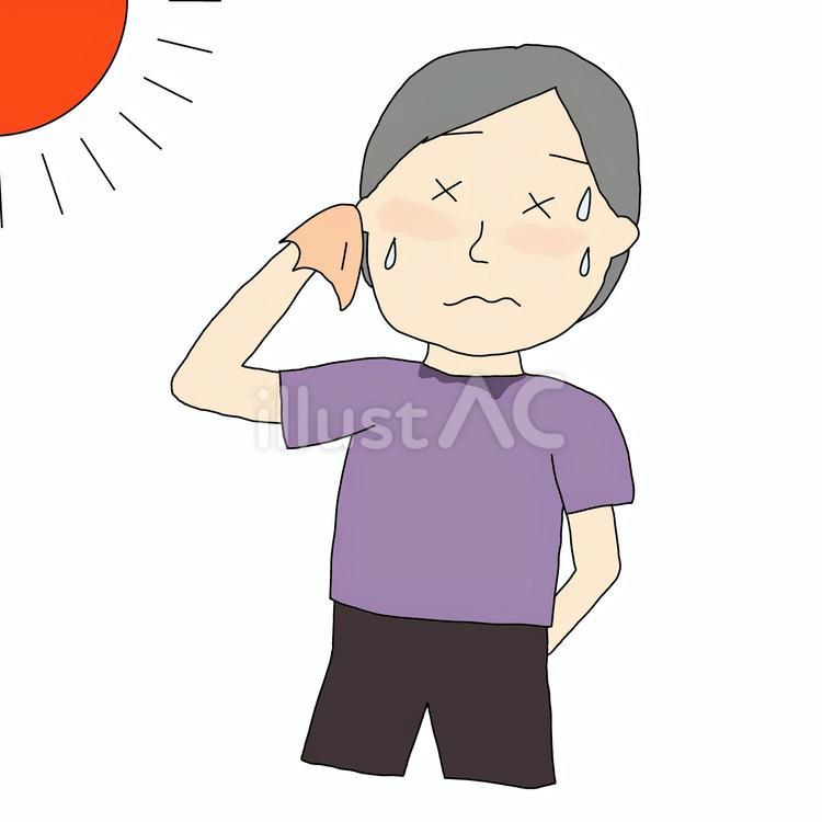 熱中症のおばあさん 熱中症,暑い,おばあさんのイラスト素材