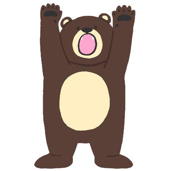 両手を上げた熊 熊,クマ,動物,全身,威嚇,立ち姿,牙,バンザイ,くま,イラストのイラスト素材