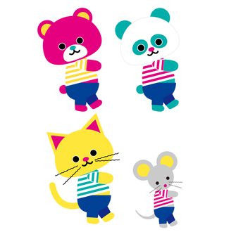 みんな仲良く みんな仲良く 動物,可愛い,カラフルのイラスト素材