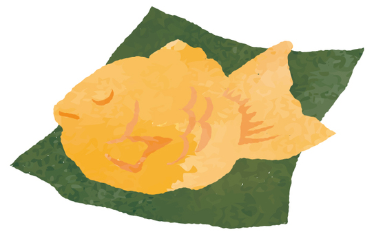 手書きの和菓子（たい焼き） 手書き,たいやき,鯛,焼き菓子,あんこ,伝統色,日本,和菓子,和,お菓子のイラスト素材