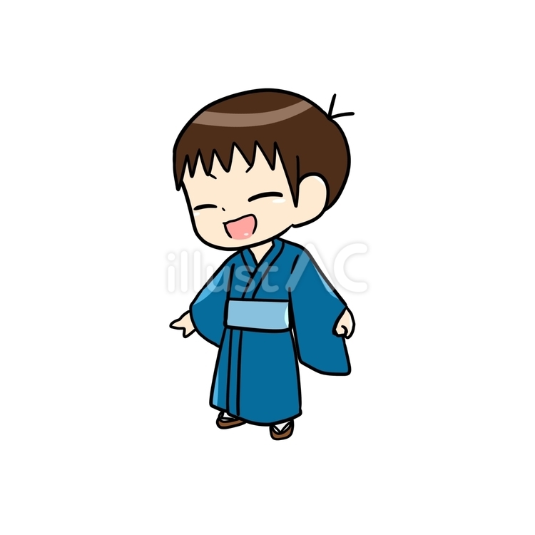 浴衣姿の男の子 子ども,男の子,かわいいのイラスト素材