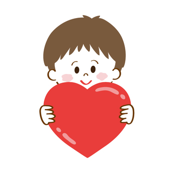 boy holding a red heart, february, valentine's day, boy, JPG, PNG and AI