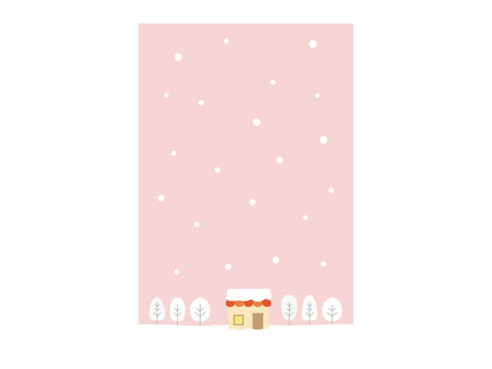 雪降るかわいい赤い屋根のお店ポストカード お店,店,冬,雪,ポストカード,フレーム,枠,積雪,降雪,ショップのイラスト素材