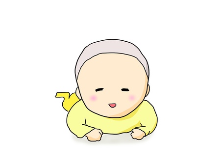 ハイハイ　赤ちゃん 赤ちゃん,ハイハイ,うつ伏せ,笑顔,喜ぶのイラスト素材