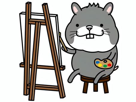 Illustration, a painting, hamster, pen, 