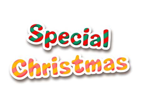 スペシャルクリスマス　文字　２ クリスマス,スペシャルクリスマス,英語,手書き,英字,文字,レタリング,12月,ストライプ,年末のイラスト素材