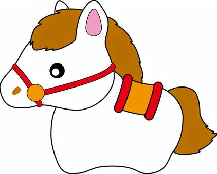 コロコロの白馬_01 馬,白馬,干支,十二支,動物,白,駆ける,尻尾,鞍,2026年のイラスト素材