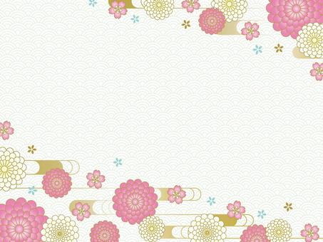 和の背景10 和柄,和,背景,壁紙,フレーム,花,和風,花柄,年賀状,模様のイラスト素材