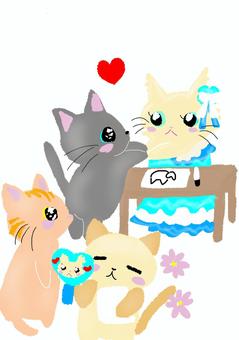 サイン会と握手会 推し,サイン会,握手会,アイドル,好き,うちわ,デコレーション,黒猫,茶トラ,猫のイラスト素材
