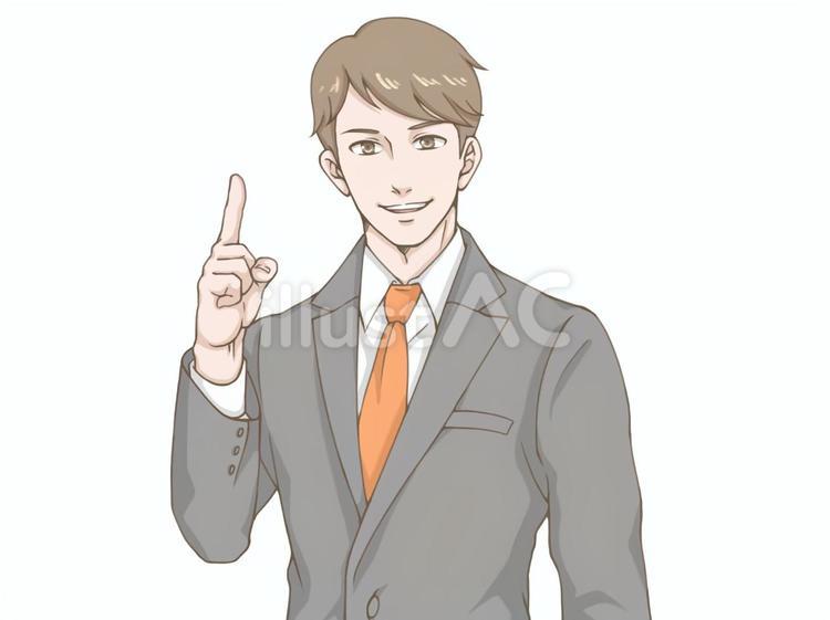 指さしポーズのスーツの男性 男性,スーツ,ビジネスマンのイラスト素材