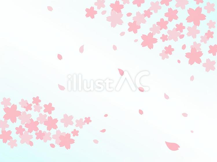 桜のかわいい和風フレーム背景＿ピンクと青 桜,背景,さくらのイラスト素材