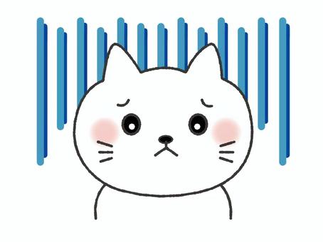 落ち込む猫　どんより 猫,落ち込む,どんより,しょんぼり,しょぼん,つらい,寂しい,悲しい,悩む,困るのイラスト素材