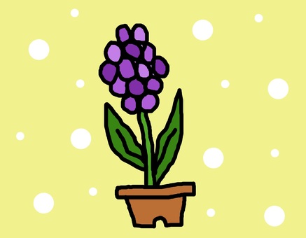 花と水玉 花,紫,鉢,一輪,水玉のイラスト素材