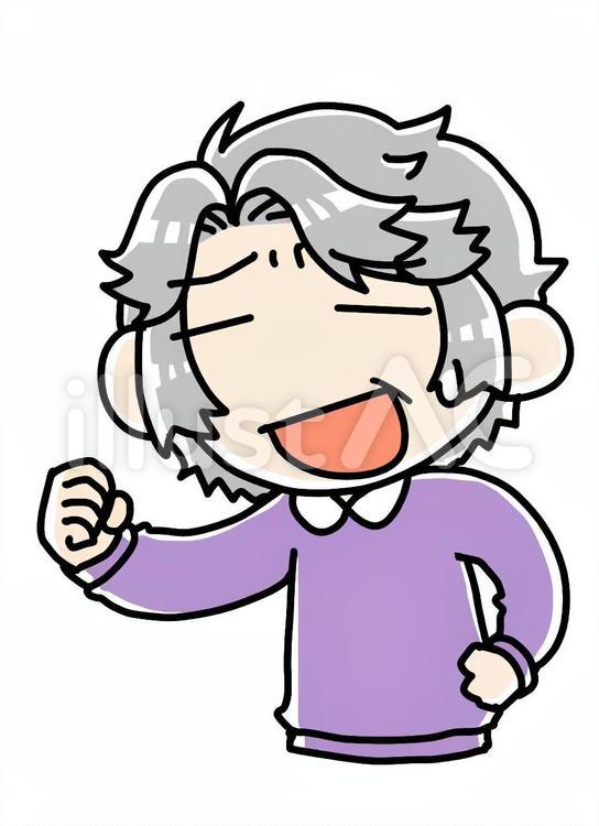困りながらグーを出すおばあさん 困る,おばあさん,グーのイラスト素材