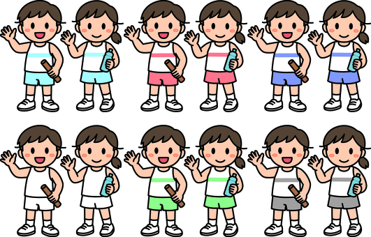 陸上の子供たちです。 陸上,男の子,女の子,シンプル,ランニング,走る,スポーツ,長距離,短距離,リレーのイラスト素材