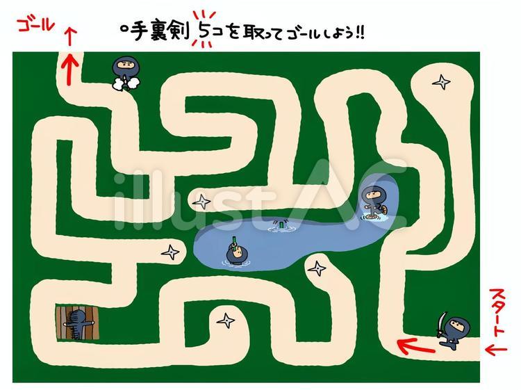 迷路ゲーム 迷路,迷路ゲーム,忍者のイラスト素材