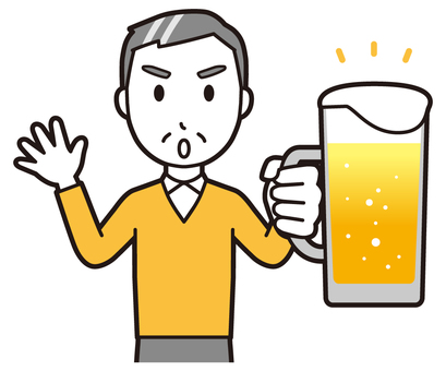  ニット中年男性(黄)-418-バスト ビール,注意,おじさん,男性,中年,お父さん,パパ,シニア,ミドルエイジ,人物のイラスト素材