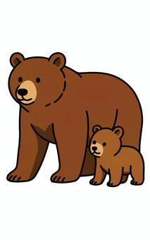 ヒグマの親子 ヒグマの親子 ヒグマ,親子,野生,害獣,猛獣のイラスト素材