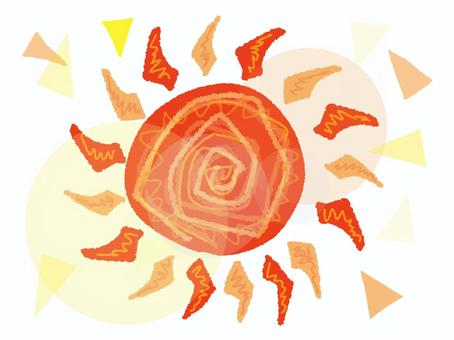 太陽 太陽,灼熱,天気,猛暑,紫外線,透過,pop調,手描き,挿絵,ワンポイントのイラスト素材