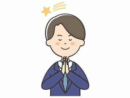 願い事をするスーツの男性 願い事をするスーツの男性 願い事,お願い,流れ星,祈る,七夕,男性,男,父,お父さん,スーツのイラスト素材