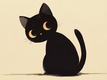黑貓回頭看, 黑猫, 回首, 一匹, JPG
