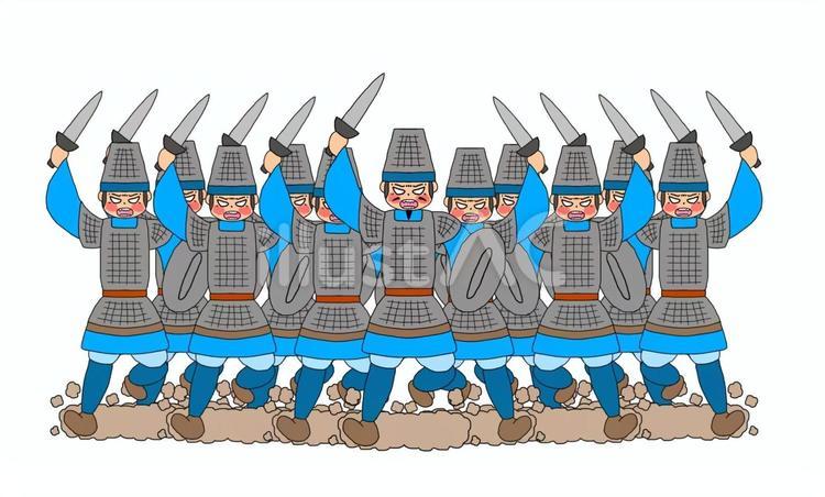 古代中国風戦士団の突撃 戦士,兵士,闘士のイラスト素材