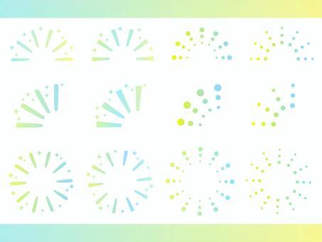 集中線セット3-2 集中線,セット,グラデーション,ポップ,かわいい,透明感,キラキラ,ドット,円,ハーフのイラスト素材