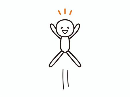 元気にジャンプする棒人間のイラスト ジャンプ,跳ぶ,飛び跳ねる,元気,喜ぶ,楽しい,嬉しい,人,人物,棒人間のイラスト素材