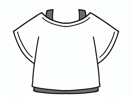 インナーの上に重ね着したティーシャツ ティーシャツ,インナー,服,ファッション,部屋着,重ね着,タンクトップ,素材,ベクター,白のイラスト素材