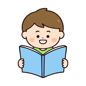 本を読む男の子 本,読書,子供,男の子,読む,図書館,小学校,中学校,勉強,学習のイラスト素材