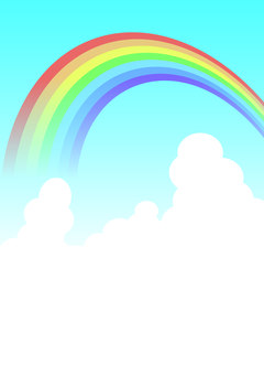 虹のかかる青空と入道雲 かわいい,青空,虹,夏空,入道雲,レインボー,夏,フレーム,イラストのイラスト素材