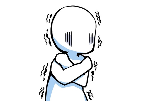 震える人 震え,ブルブル,冷え,寒い,凍える,シンプル,棒人間のイラスト素材