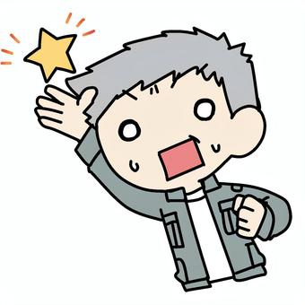 星と焦るおじいさん おじいさん,焦る,星,お気に入り,掲げる,不安,困惑,急ぐ,汗,やばいのイラスト素材