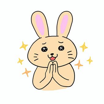 素敵〜！と喜ぶうさぎ うさぎ,キャラ,ポップ,動物,かわいい,喜ぶ,嬉しい,やったー,キラキラ,ハッピーのイラスト素材