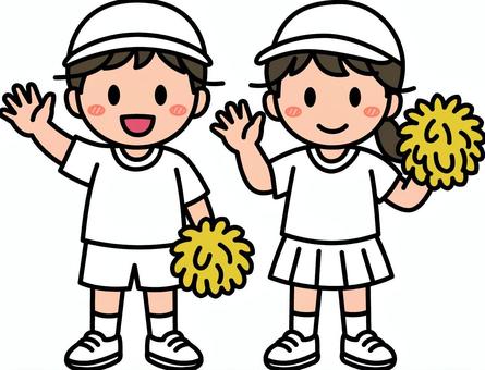 応援する子供たちです。