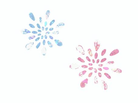 水彩風の花火イラスト素材｜青・ピンク 花火,水彩,夏,夜空,打ち上げ花火,ピンク,青,かわいい,手書き風,夏祭りのイラスト素材