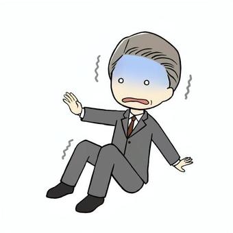 恐怖で腰が抜ける中年会社員男性 腰,抜ける,抜かす,恐怖,怖い,驚愕,驚く,硬直,動けない,青ざめるのイラスト素材