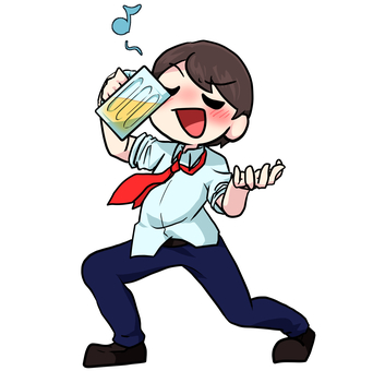 羽目を外す男性 人物,生活,全身,男性,飲み会,お酒,酔っ払い,歌う,お調子者,素材のイラスト素材