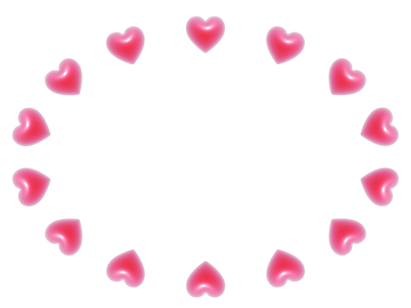 ピンクのハートの楕円3Dフレーム2 ハート,フレーム,3d,立体,楕円,丸,可愛い,バレンタイン,フェミニン,飾り枠のイラスト素材