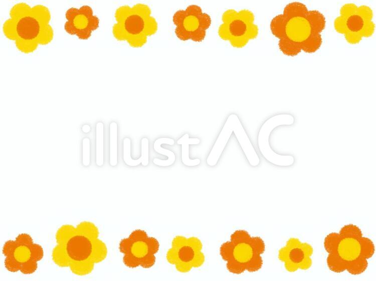 黄クレヨンの花のフレーム 花,クレヨン,フレームのイラスト素材