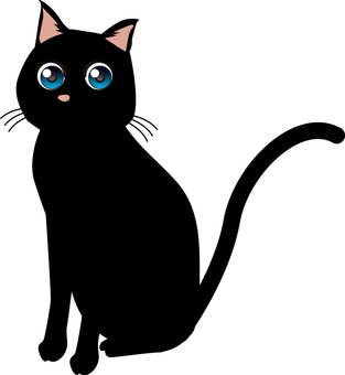 黒猫かわいい　 黒猫,目,見つめる,座る,かわいい,野良,尻尾,ペット,アニメのイラスト素材