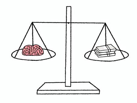 脳とお金 天秤,バランス,お金,紙幣,脳,理性,イメージ,お知らせ用,宣伝用,pop調のイラスト素材