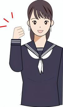 Sailor suit girl in fight pose, , JPG and PNG