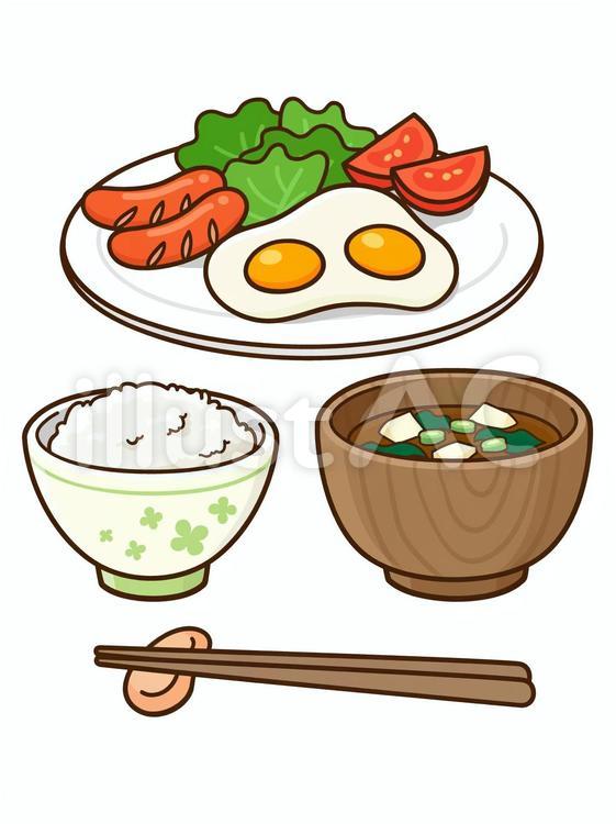 目玉焼きの和定食セット 目玉焼き,朝食,和食のイラスト素材